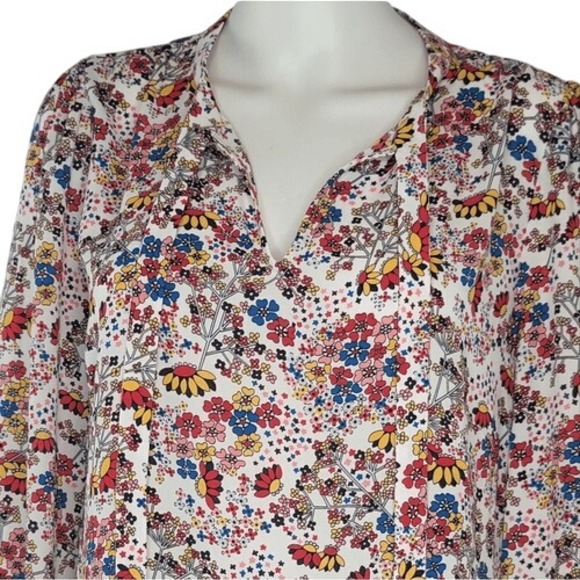 Talbots Meadow Floral Tie Neck Blouse - Picture 3 of 12